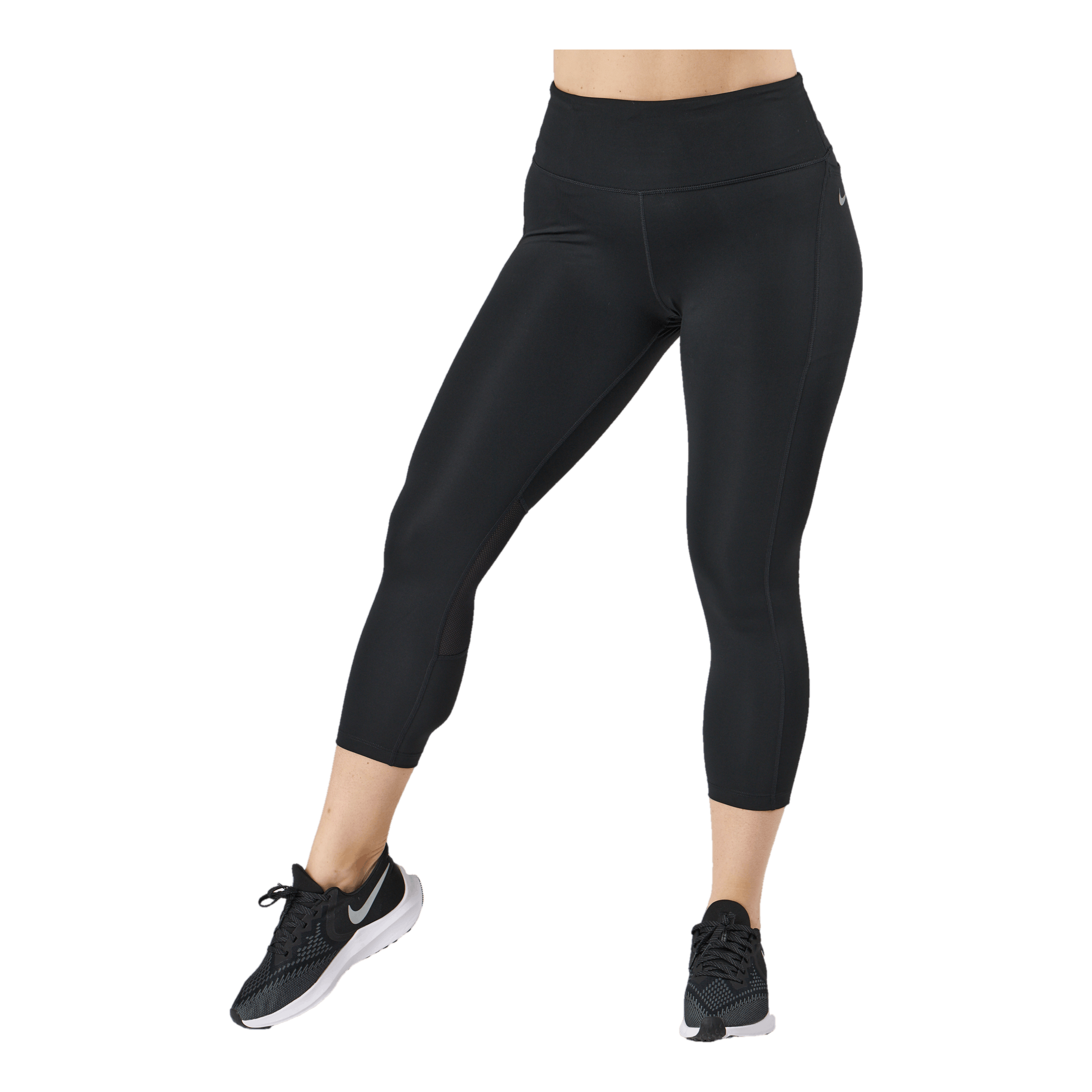 Fast Women's MidRise Crop Running Leggings BLACK/REFLECTIVE SILV
