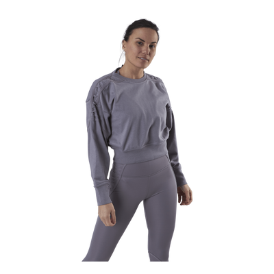 Therma Cropped Fleece LS Crew Purple