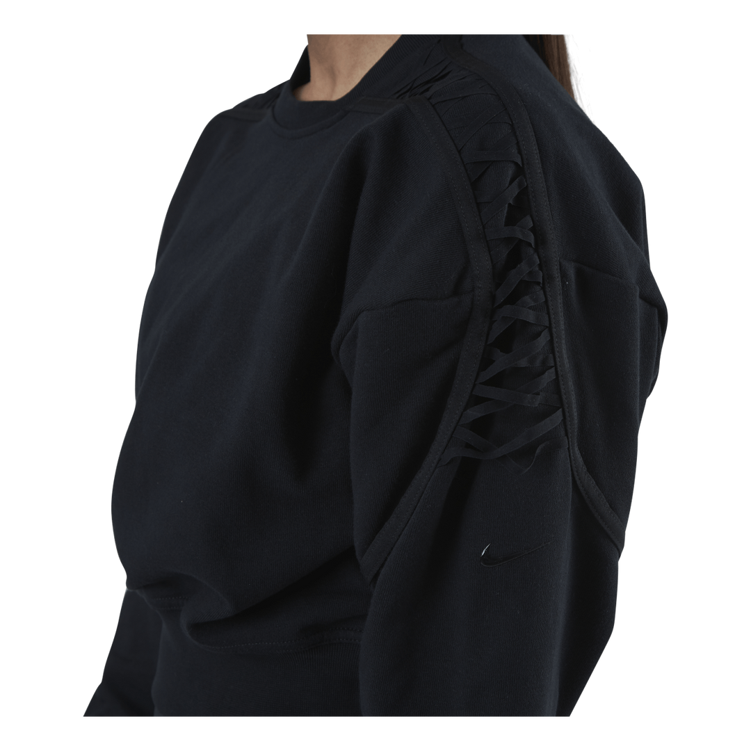 Therma Cropped Fleece LS Crew Black