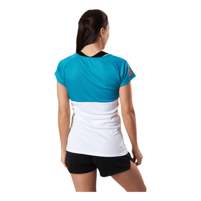 Cap Sleeve Top Play Blue/White