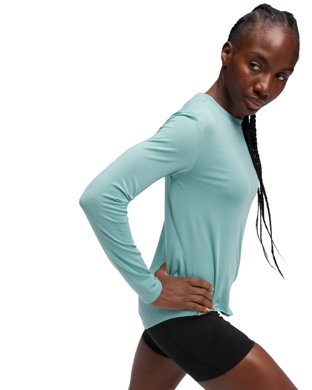 W Hoka Essential Ls Tee Sea Water