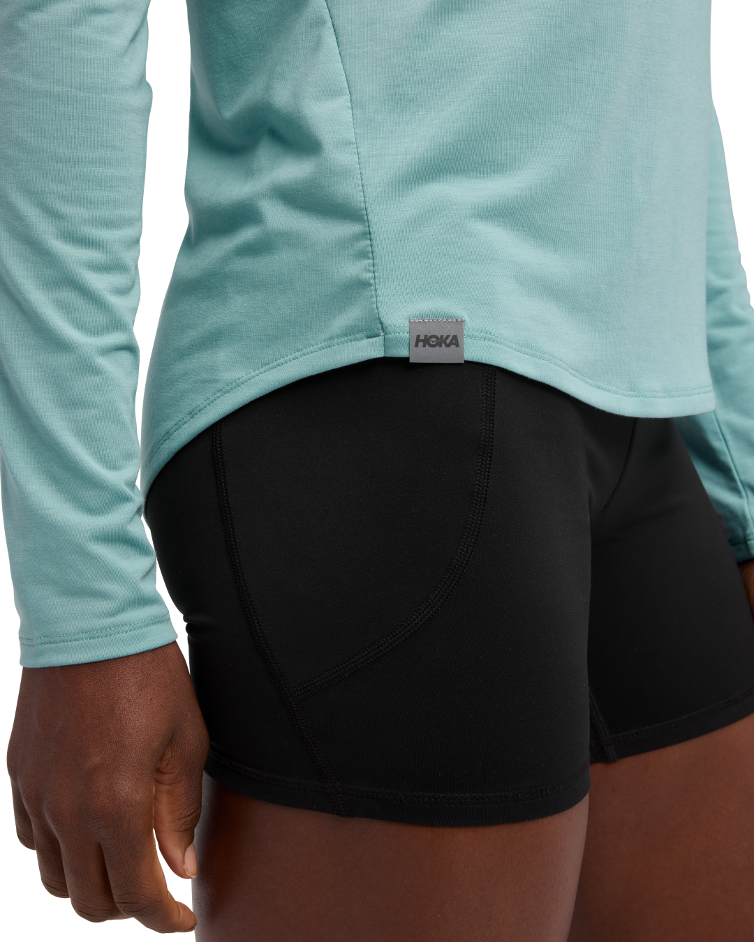 W Hoka Essential Ls Tee Sea Water
