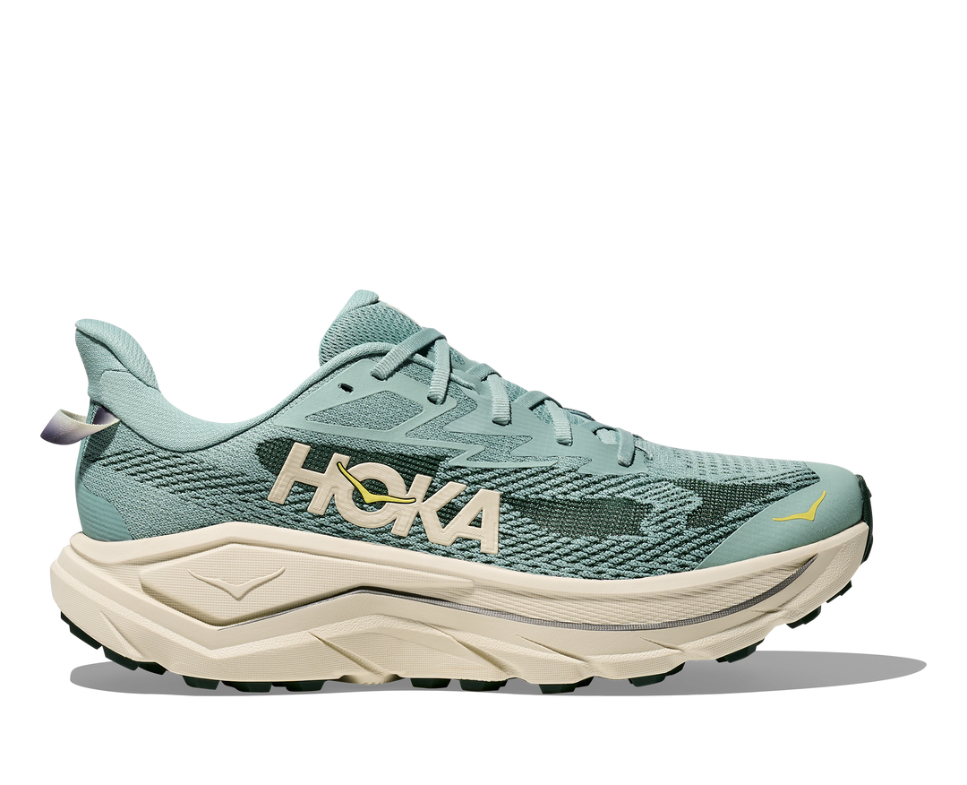 Hoka Challenger 8 Men in Jade / Truffle Salt, side view, outer side
