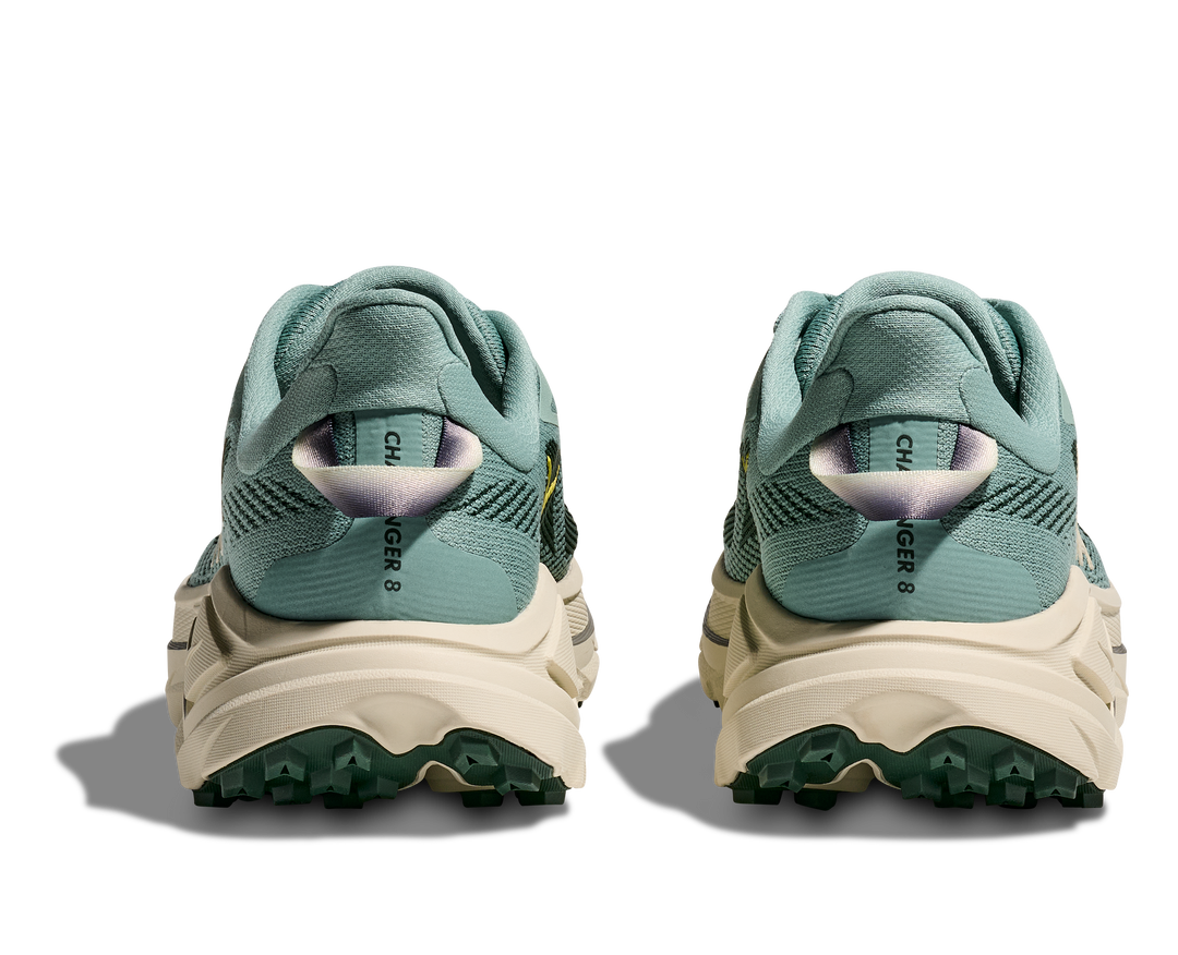Hoka Challenger 8 Men in Jade / Truffle Salt, pair, rear view