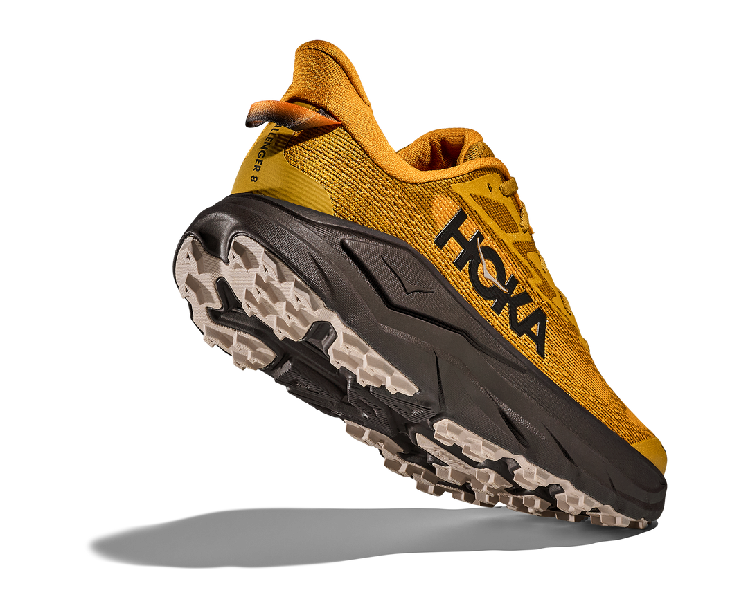 Hoka Challenger 8 Men in Mustard Seed / Black, rear angle view