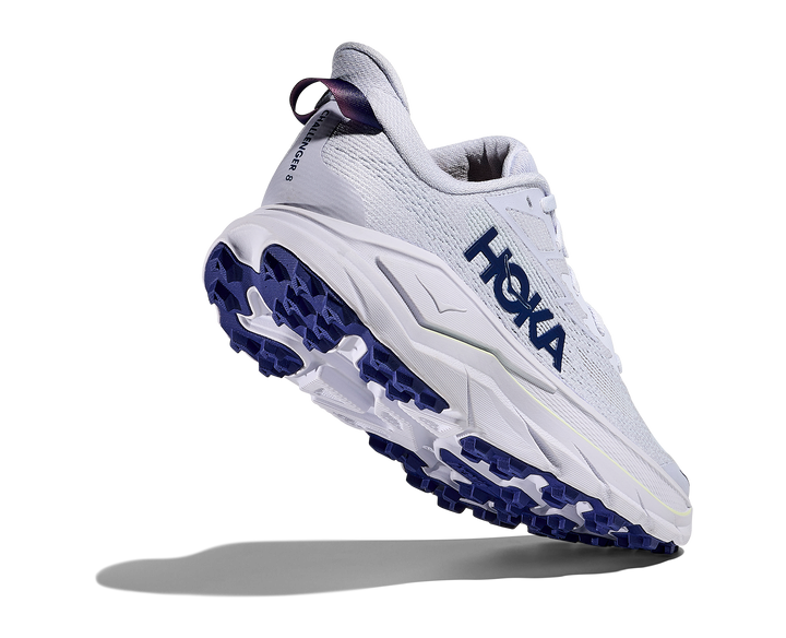 Hoka Challenger 8 Women in Ambient Blue / Blueberry, rear angle view