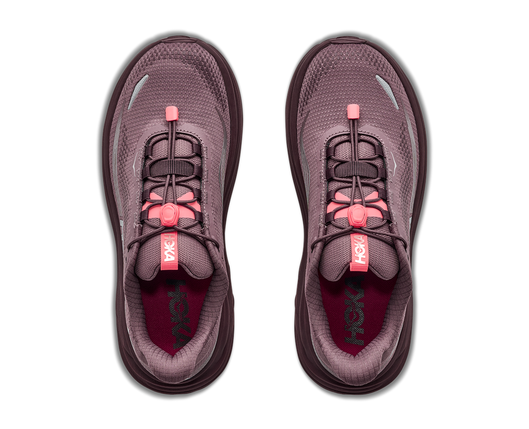 Hoka Clifton 11 GTX Women in Smoky Quartz / Deep Mauve, pair, top view