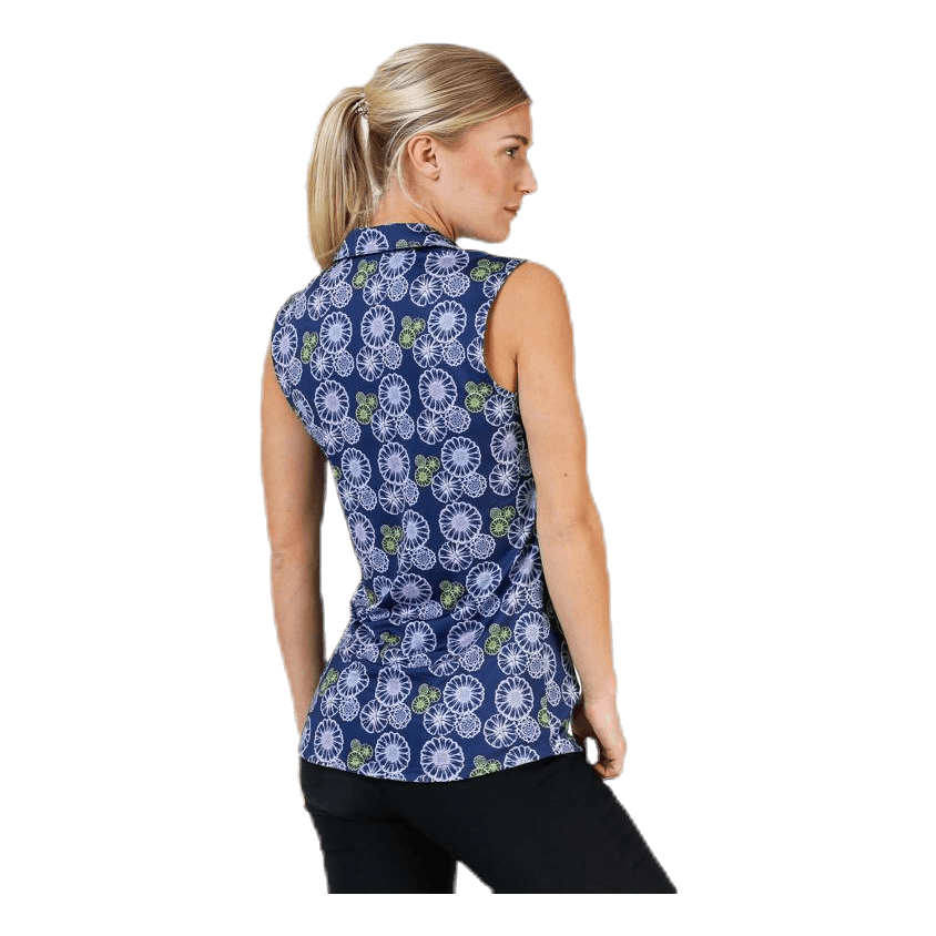 Blossom Sleeveless Polo Blue/Patterned