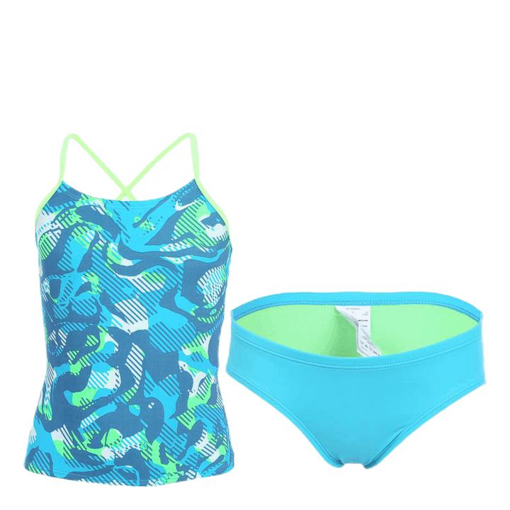 Floral Camo Crossback Tankini Turquoise
