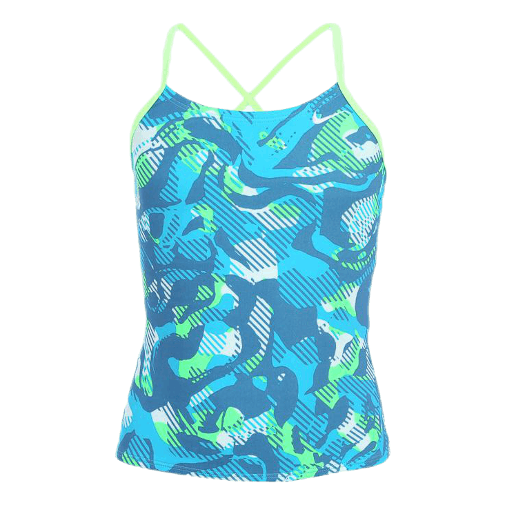 Floral Camo Crossback Tankini Turquoise