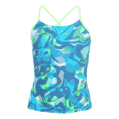 Floral Camo Crossback Tankini Turquoise