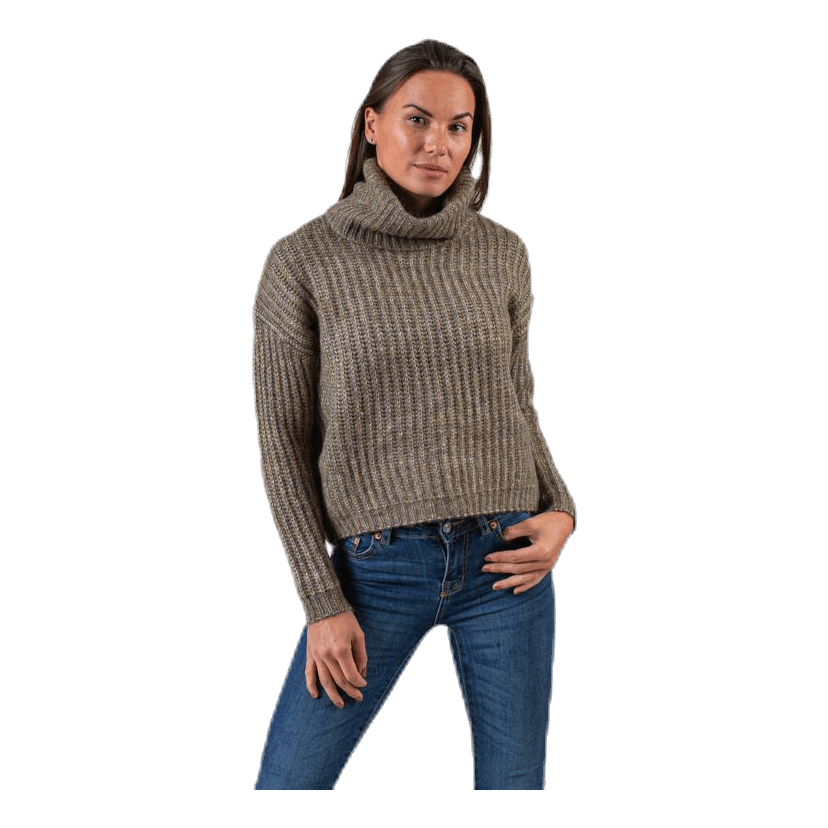 Chunky L/S Rollneck Pullover Beige