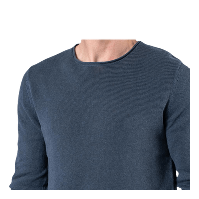 Linen Knit Crew Neck Blue