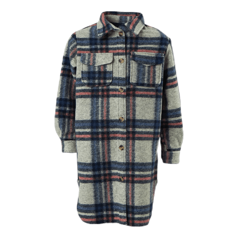 Lou-Lou L/S Check Long Shacket Grey
