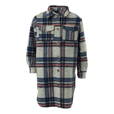 Lou-Lou L/S Check Long Shacket Grey