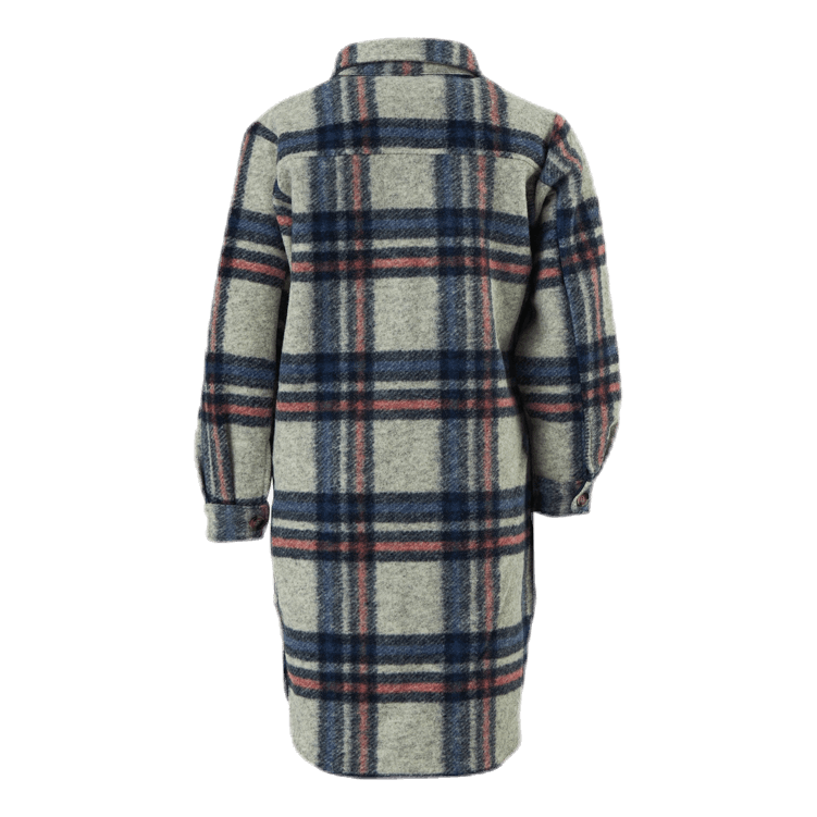 Lou-Lou L/S Check Long Shacket Grey