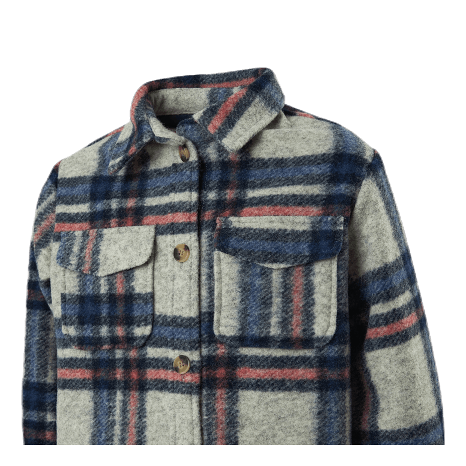 Lou-Lou L/S Check Long Shacket Grey