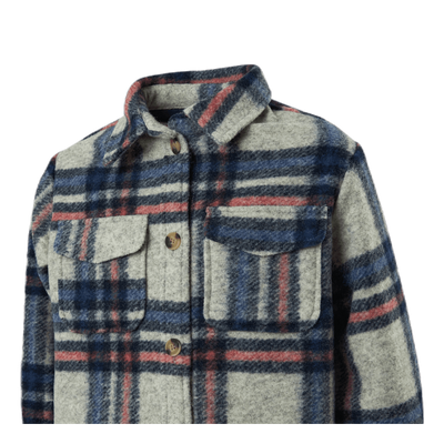 Lou-Lou L/S Check Long Shacket Grey