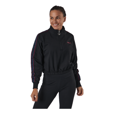 Maribel Cropped Half Zip Shirt Black