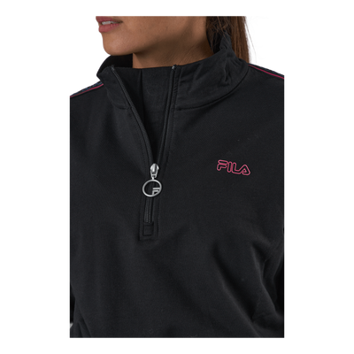 Maribel Cropped Half Zip Shirt Black
