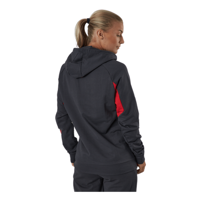 Hmlaction Cotton Hoodie Woman Ebony/flame Scarlet