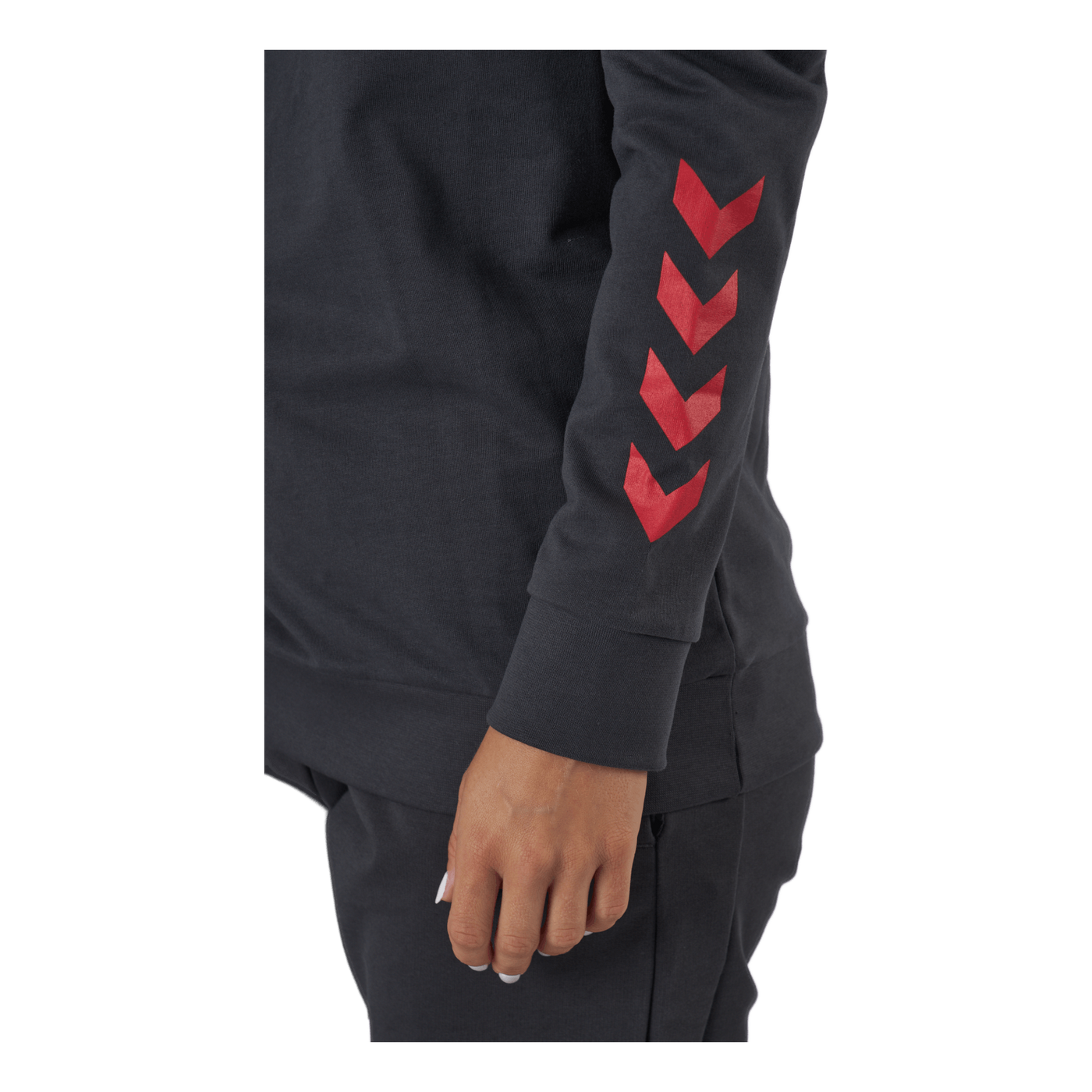 Hmlaction Cotton Hoodie Woman Ebony/flame Scarlet