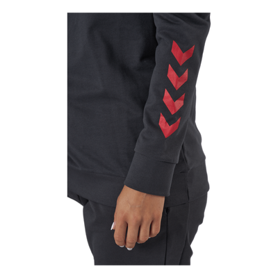 Hmlaction Cotton Hoodie Woman Ebony/flame Scarlet