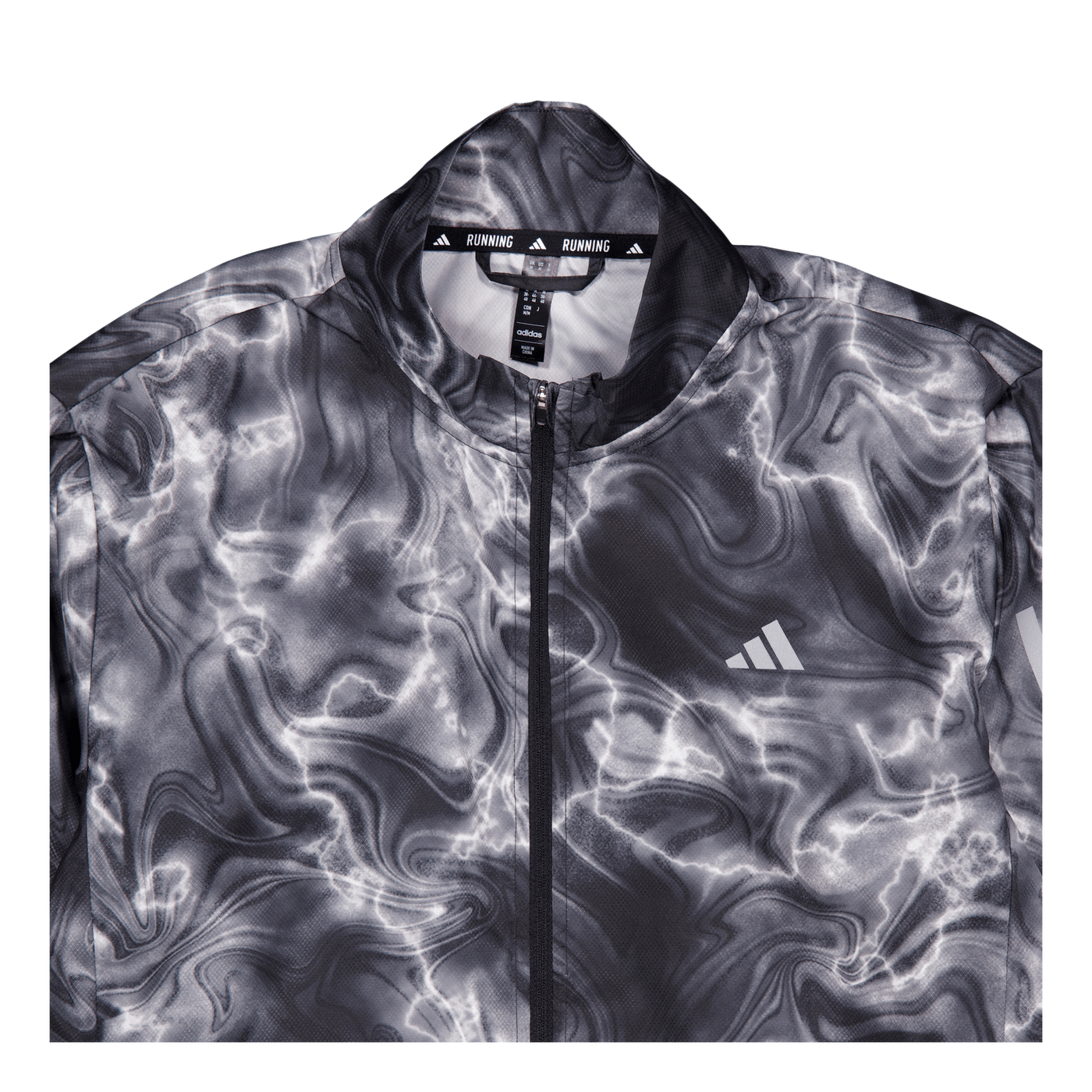 Own the Run Allover Print Hooded Running Windbreaker White