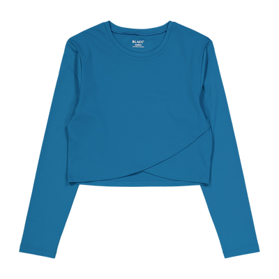 Ella Overlap Long Sleeve Top Blue Coral