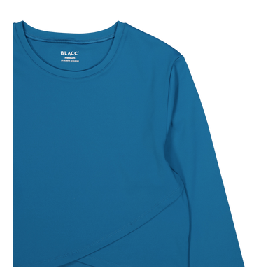 Ella Overlap Long Sleeve Top Blue Coral