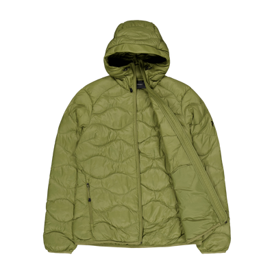 W Helium Down Hood Jacket Snap Green