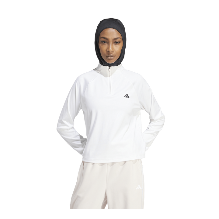 Train Essentials Minimal Branding 1/4-Zip Cover Up White