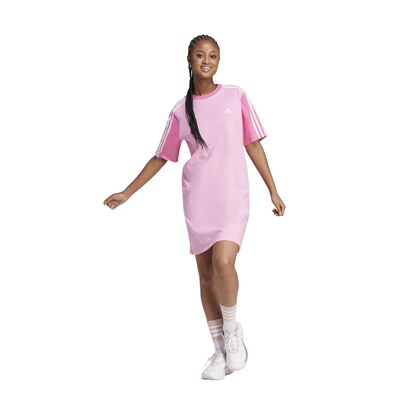 Essentials 3-Stripes Single Jersey Boyfriend Tee Dress Pink