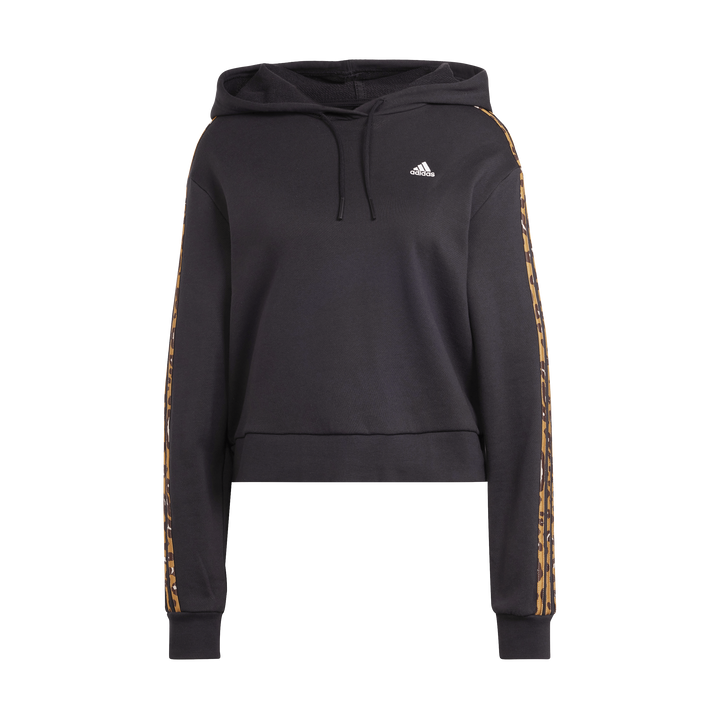 Essentials 3-Stripes Animal Print Relaxed Hoodie Black / Magic Beige