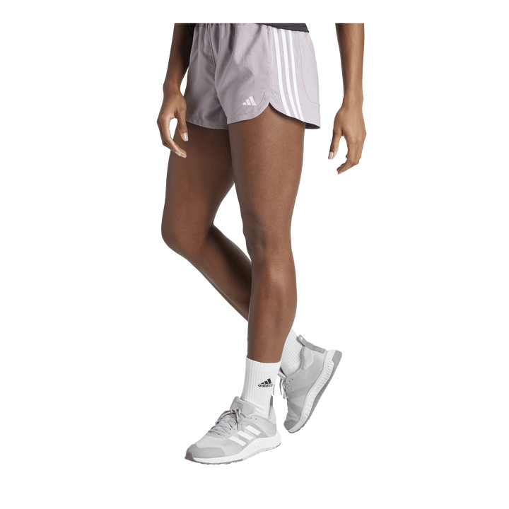 Pacer Training 3-Stripes Woven High-Rise Shorts Preloved Fig / White