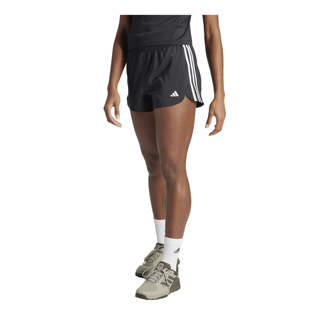 Pacer Training 3-Stripes Woven High-Rise Shorts Black / White