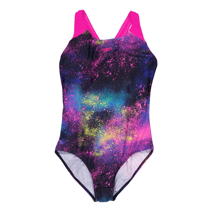 Girls Digital Allover Splashba Black/pink