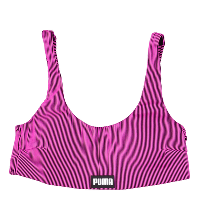 Ribbed Scoop Neck Top Pink/black