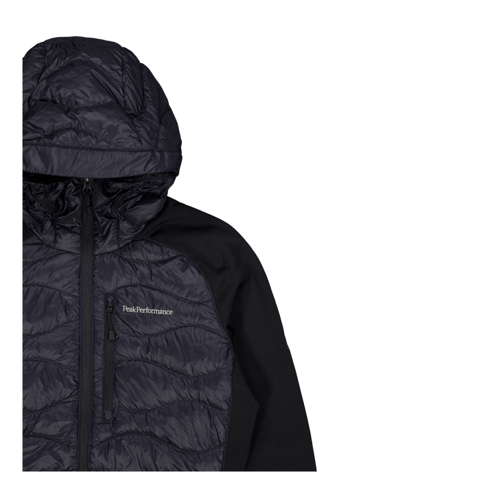 W Helium Down Hybrid Hood Black