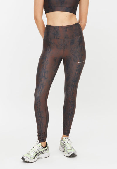 Printed High Waist Tights Brown Snake