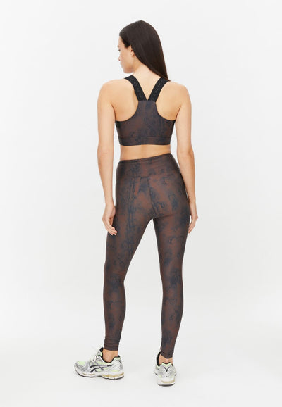 Printed High Waist Tights Brown Snake