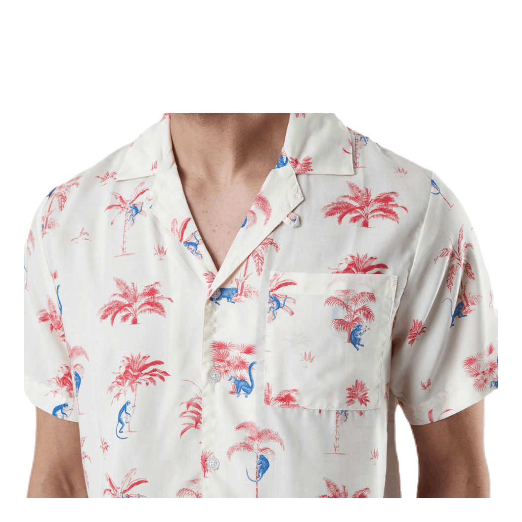 Shirt Short Sleeve Marstrand Monkey Trees White