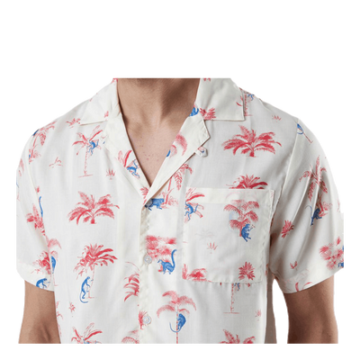 Shirt Short Sleeve Marstrand Monkey Trees White