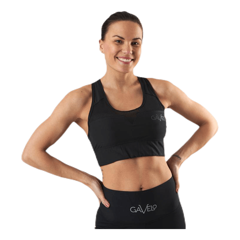 Mesh Black Swirl Sports Bra Black