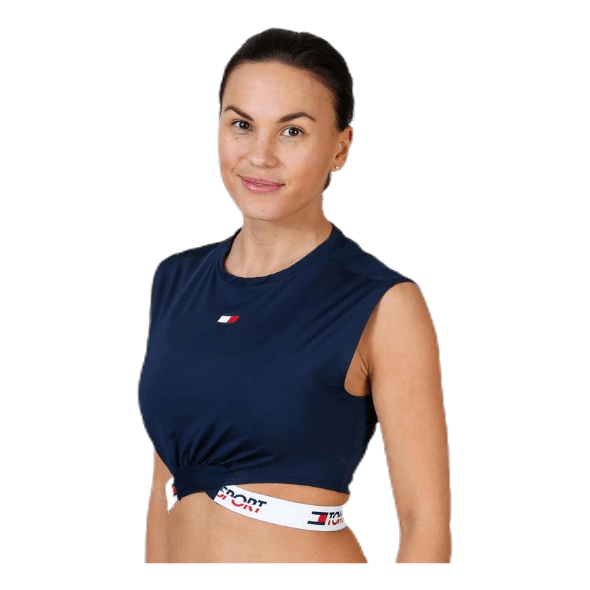 Cropped T-Shirt Twisted Detail Blue