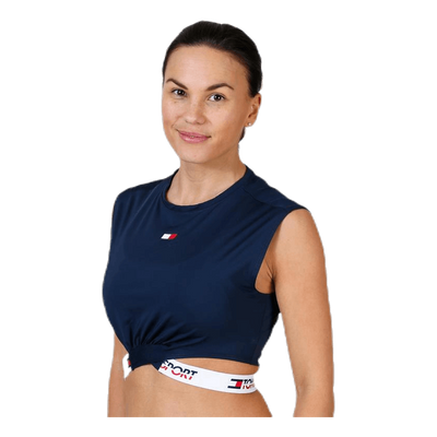 Cropped T-Shirt Twisted Detail Blue