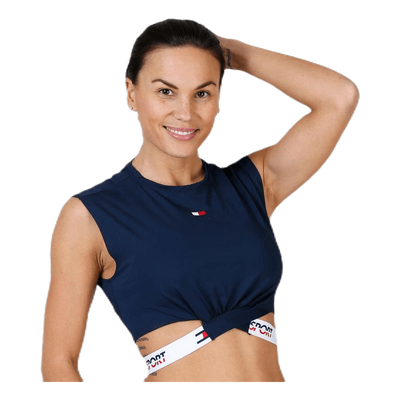 Cropped T-Shirt Twisted Detail Blue