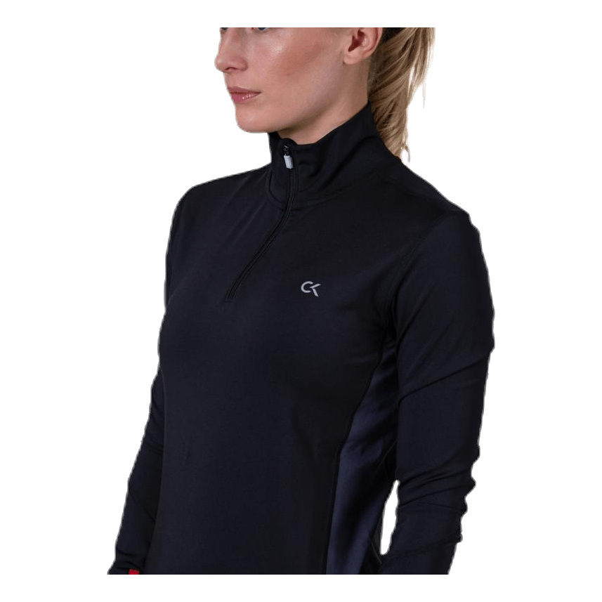 Long Sleeve 1/2 Zip Top Black