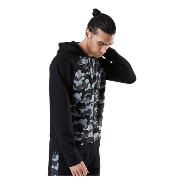 Full Zip Hooded Jacket  Patterned/Black