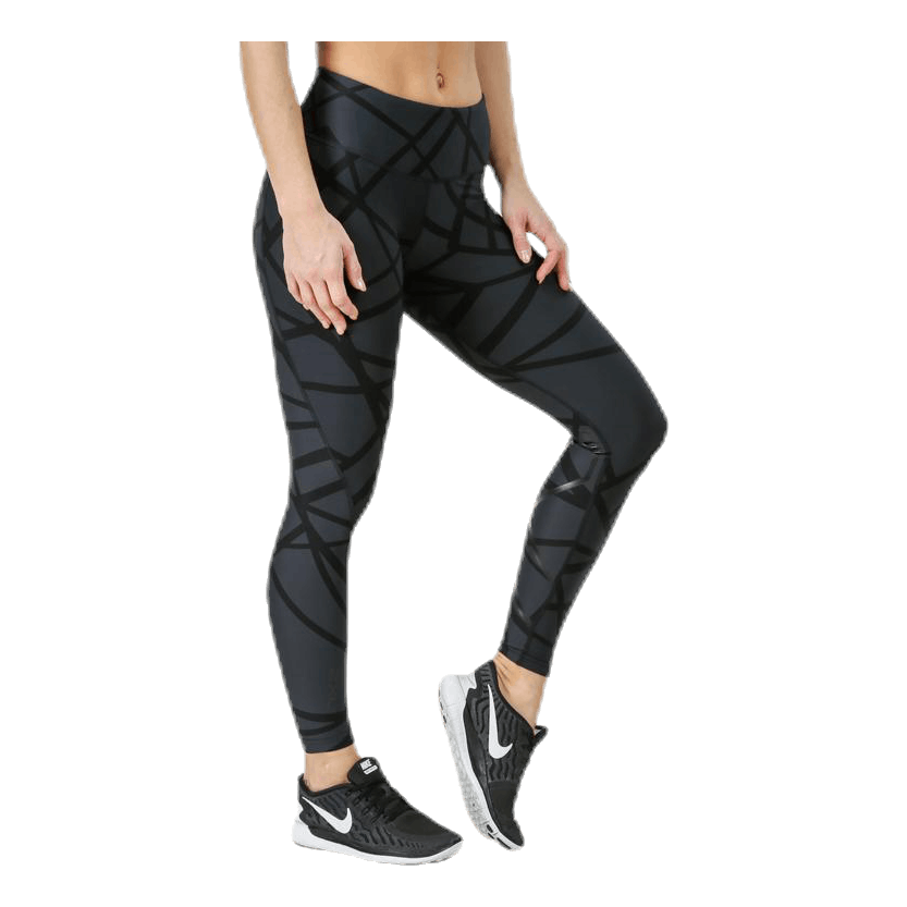 Print Mid-Rise Compression Tights W Black/Grey